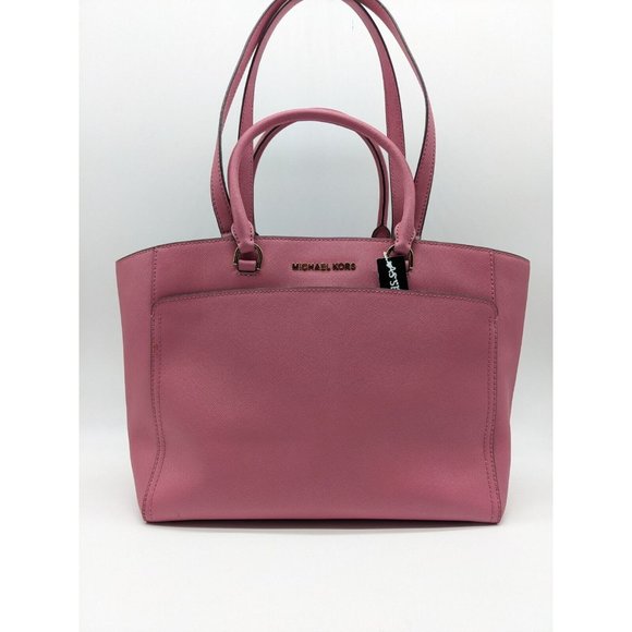 MICHAEL KORS Jet Set saffiano leather women's tote satchel shoulder bag - Pink - Picture 1 of 13